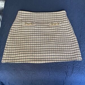 LOFT Houndstooth Mini Skirt in Brown  and Tan